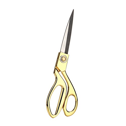 LAOYE Stoffschere Schneiderschere Edelstahl Textilschere Scheren Haushalt Büro Basteln 24cm golden Griff - 3