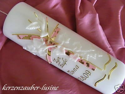 Taufkerze Kommunionkerze Junge Mädchen 250/70 mm T-54 inkl. Beschriftung