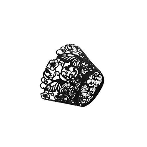 50x Papier Schmetterling Spitze Tasse Kuchen Wrapper Verpackung für Hochzeit Partei Geburtstag Dekor – Schwarz, 80mm - 4