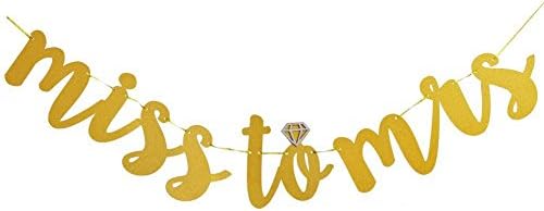 Gold MISS TO MRS Glitter Banner for Prop Banner Bachelorette Parties Decorations