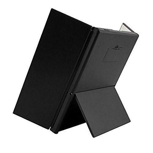 HOMPO Kosmetikspiegel Faltbarer, beleuchteter Schminkspiegel mit 8-LEDs Beleuchtung für Make up und Rasur, Standspiegel mit Batterie, für die Reise oder das Bad, schwarz - 2