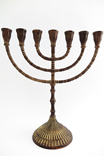 Leuchter BRAUN RUSTIKAL 29cm Jüdischer Kerzenleuchter Menorah Messing Chanukka