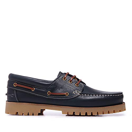 Castellanísimos Zapatos Náuticos de Piel Napa con Cierre de Cordones Color Marino