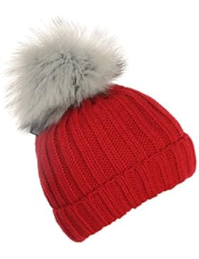 Miuno® Kinder Kunstfell Bommelmütze Strickmütze mit Teddyfutter Mk1163