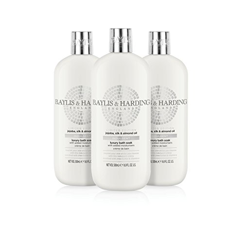 Baylis & Harding Moisturising Bath Soak, Jojoba, Silk and Almond Oil, 500 ml, Pack of 3