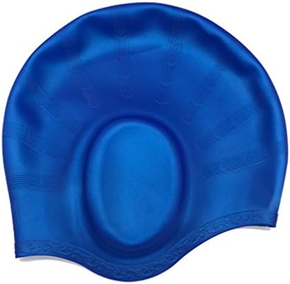 【SALE】Swimming Cap with Ear Pockets,Kingzuo Direct Silicone Swim Hat for Long Hair Keep Hair Dry Waterproof UV Protection Large Head Women and Men Boys Girls Adult Juniors Childrens