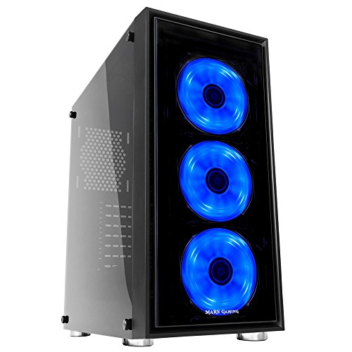 Mars Gaming MC7 - Caja de Ordenador Gaming  semitorre  ATX  Incluye 3 Ventiladores Frontales RGB 120mm  VGA hasta 341mm  Cristal Templado  Apta para Refrigeraci  n L  quida   Negro