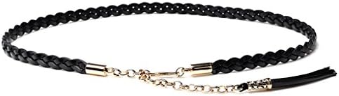 DELLT- Simple Wild Ladies Belt Fashion Hollow Braided Leather Thin Belt Skirt Waist Chain ( Color : Black , Size : 108CM )