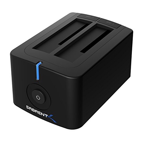 Sabrent USB 3.0 zu SATA Dual Bay External Hard Drive Docking Station für 2,5 oder 3,5 Zoll-Festplatte HDD, SSD mit Festplatten -Kopierer / Cloner Funktion [Unterstützt - 4 TB ] (EC-HDD2)