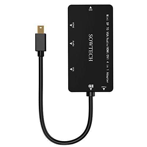 4 in 1 Mini DisplayPort Adapter, SOWTECH Vergoldet 4 in 1 Mini DP / Mini DisplayPort auf HDMI, DVI, VGA, Audio Male zu Female Kabel HDTV Adapter Konverter - 4