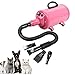 Produktbild DJLOOKK Hundefön 3.8HP Pet Fön Grooming Haar Gebläse Geschwindigkeit Einstellbar Mit Heizung Für Hunde Katzen 4 Verschiedene Düsen,Pink