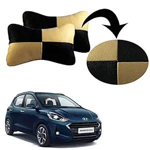 SYKIT Car Neck Cushion/ Car Neck Cushion for Hyundai I10 nios (Black Beige)