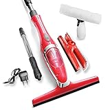 Stark 180.320.300_afn Nettoyeur Aspirateur Vitres Télescopique 50-120 cm, avec manche, pulvérisateur, chargeur de batterie, 3,7 V, rouge, 220 cm