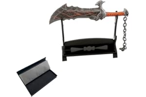 HANAIETTE 1pc God of War Chaos Blade Thunder Hammer Axe Sword Weapon Model Keychain with Display Stand