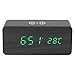 Produktbild LED Voice Activated Wooden Wecker mit Wireless Ladefunktion, Schnellladung Voice Activated Digital Clock(Schwarzes Holz)