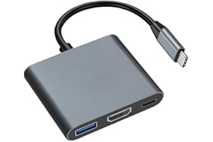 LA BRODÉE USB C to HDMI, 3 in 1 HDMI to USB C Digital AV Adapter, USB 3.0, 100W PD Fast Charging, USB Type C Converter to 4K HDMI for Macbook Air Pro, Google Chromebook, HP, iPad Pro, Samsung S8/S9(gray)