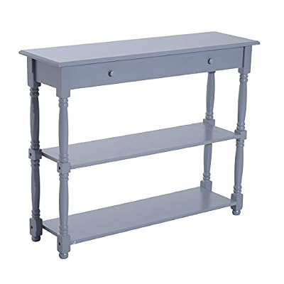 Homcom Console style table de drapier néo-rétro multi-rangement 100L x 30l x 80H cm grise neuf 73GY