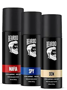 Beardo Perfume Body Spray Trio (Mafia + Spy + Don) for Men 120ml Each- Pack of 3 | No Gas Deo For Men | Long Lasting Deodrant for Men | Body Spray Perfume for Men