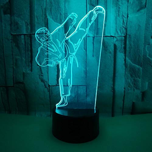 Preisvergleich Produktbild Bunte Touch Fernbedienung Taekwondo 3d Lampe Geschenk Benutzerdefinierte 3d Kleine Tischlampe Campus Geschenk Benutzerdefinierte Nachtlicht