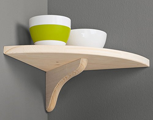 Eckregal / Wandregal CLASSIC | mit Massivholzkonsole | 40×40 cm – Leimholz natur - 2