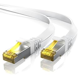 Primewire 5m Cable de Red Cat.7 Plano – Cable Ethernet |Gigabit LAN 10000 Mbit/s |Cable de Conexión – Cable Plano- Cable de Instalación | Cable Cat 7 Apantallamiento U/FTP PiMF con Conector RJ 45