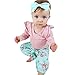 Produktbild Overdose Säuglingsbaby Mädchen Schmetterlings Hülsen Spielanzug Langarm Bluse Tops Oberteil + Floral Hosen + Stirnband 3PCS Outfits Sets (0-6M, A-Pink)