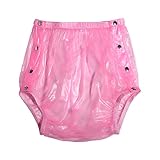 Haian Adult Incontinence Snap-on Plastic Pants (Medium, Transparent Pink)