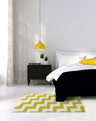 Estores Basic Alfombra Reversible Diseño Zigzag, PVC, Crudo/Lima, 60 x 90 cm