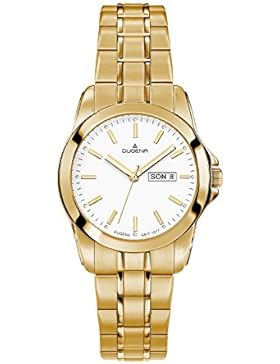 Dugena Damen-Armbanduhr Day-Date Analog Quarz Edelstahl beschichtet 4460566