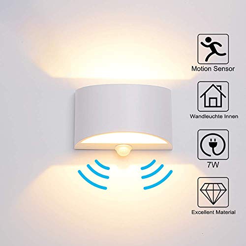 Wandleuchte Bewegungsmelder Innen 7w Warmweiss Led Wandlampe Innen