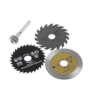 AASONS Metal Circular Saw Set with Spindle Attachment Fit to All Types of Rotary Tools and Drill Machine (Black, 1/4 Inch), Set of 3 Blades