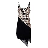 Yvelands Damen Vintage 1920er Jahre Perle Fransen Pailletten Spitze Party Flapper Cocktail Abendkleid(EU-36/M,Beige)