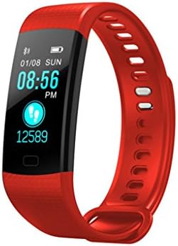 Smart Heart Rate Monitoring Bracelet Waterproof Sports Watch Fitness Tracker Heart Rate Blood Pressure Blood Oxygen Sleep Monitoring Waterproof Anti-lost Steps Calculation Call Reminding for Android and iOS (Red)