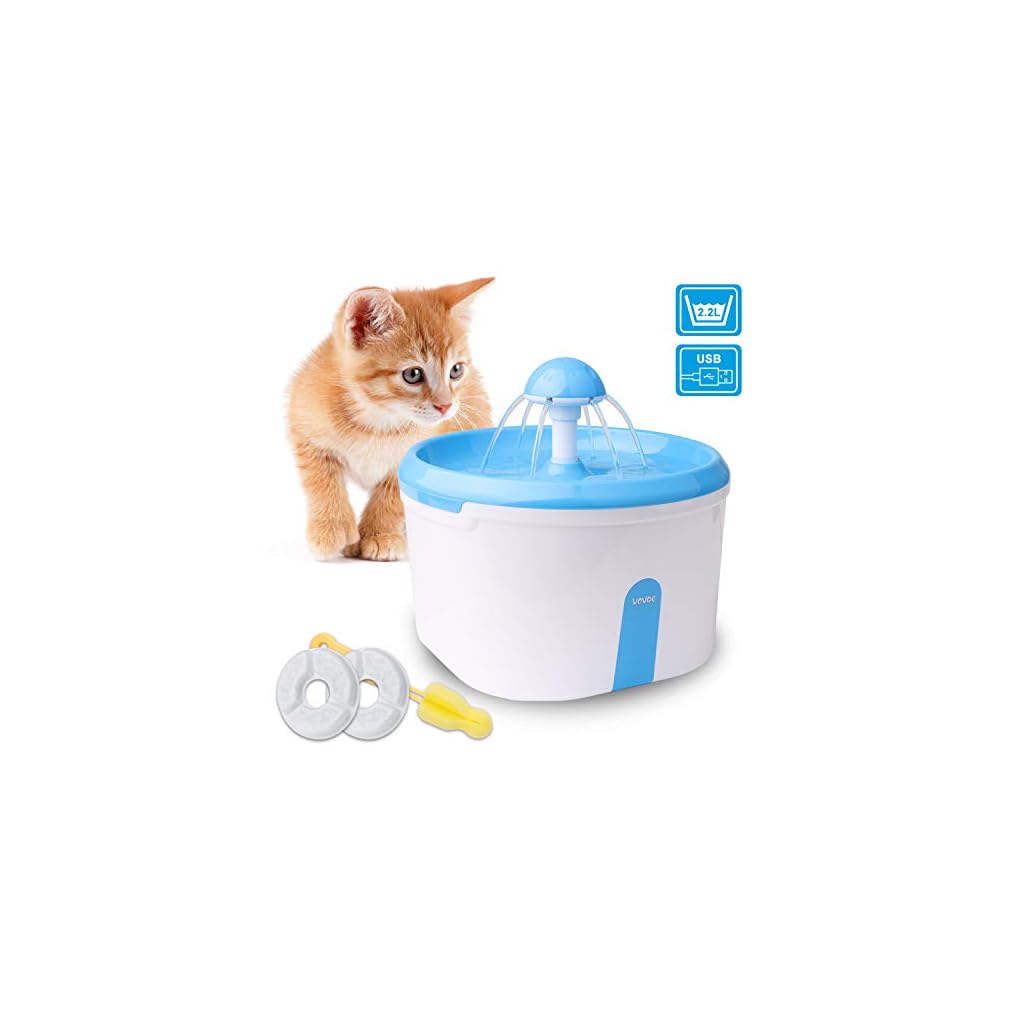 Wowgo Fontaine à Eau Pour Chat 22l Fontaine Deau Fraîche Pour Animaux Automatic Avec Pompe Silencieuse Filtre à Charbon Câble Usb Anti Piqûre Et