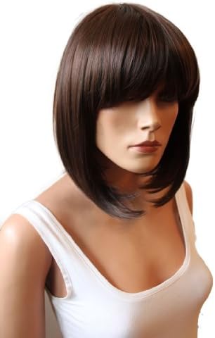 CAISHA Wig Bob Short Hair Cosplay Theater Show Heat Resistant Synthetic Fiber Straight Dark Brown SH032