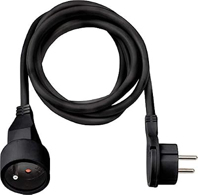 Brennenstuhl Rallonge 3m avec Fiche plate (IP20, H05VV-F 3G1,5, avec anneau rabattable pour débrancher facilement), Noir