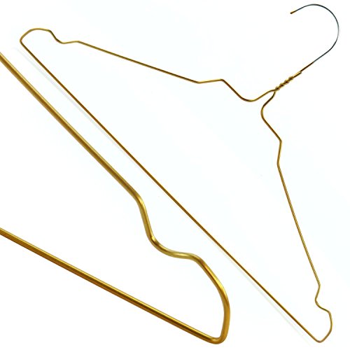 50 Drahtkleiderbügel verzinkt mit goldener Kunststoffbeschichtung, ca. 40,2 cm breit Hangerworld - 2