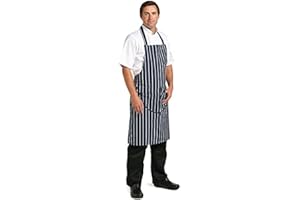 WHITES CHEFS CLOTHING Les Blancs Chefs Apparel A535 Boucher Bavoir tablier, Bleu marine à rayures