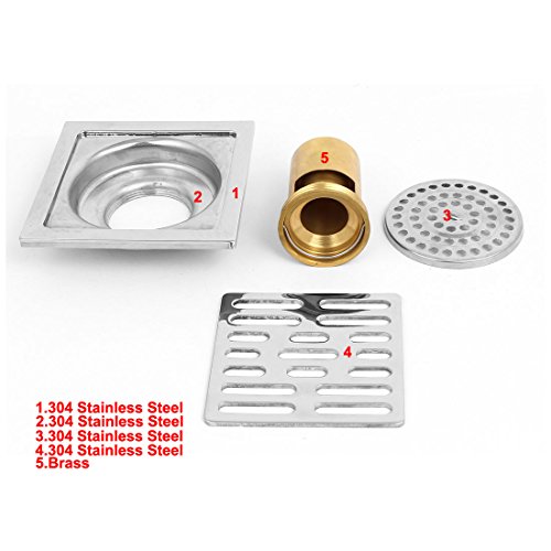 sourcingmap® Küche Badezimmer 304 Edelstahl Dusche Boden Abfall Abfluss Sieb 10cm x 10cm - 4