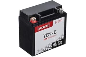 Accurat batterie moto YB9-B Gel 12V 9ah 137x76x134 mm – Batterie de Démarrage Haute Performance Sans Entretien, Résistante aux Vibrations, Batterie Quad