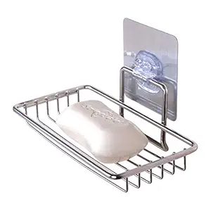 Voroly Strong Magic Sticker Soap Holder Dish for Bathroom Stainless Steel (Set of 1) (6 Month Warranty)