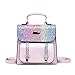 Produktbild BORKE Mode Rucksack Damen Leder Klein Glitzer Schule Daypacks Mini Schulrucksack Frauen Klein Backpack Studenten Tagesrucksack Moderner Cityrucksack Mädchen Teenager(Pink)
