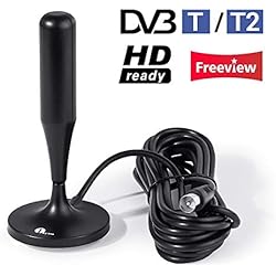 1byone Antena móvil base de imán para su fijación excelente recepción de DVB-T y TV analógica, señales de UHF/FM