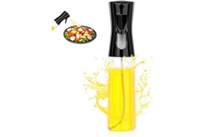 Rseuphiee 300ml Öl Sprayer, Ölsprüher Flasche, Ölsprüher für Kochen mit Skala, Durchsichtige nachfüllbare Öl- oder Essigspenderflasche,Geeignet zum Kochen, für Nudeln und Salate, Grillen(Schwarz)