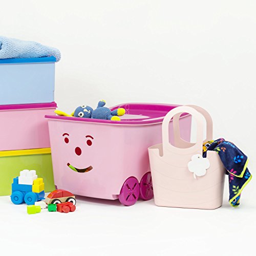 BranQ Play Box 52 L Funny Spielzeugbox Spielzeugkiste Rollbox Kiste Räder Deckel rosa - 6