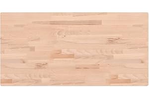 vidaXL Tablero Rectangular, Superficie de Mesa Auxiliar, Tablero de Repuesto, Tablero de Mesa de Bar, Madera Maciza de Haya 100X50X4 cm