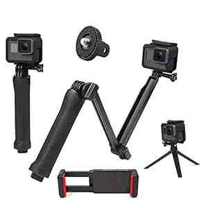 Action Pro 3 Way Monopod Tripod Mount Extension Arm with Phone Holder Compatible with GoPro Hero 9 8 7 6 5 4 3+ Xiaomi YI 4K SJCAM Smart Phone