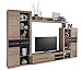Produktbild trendteam IL96162 Wohnwand Edelbuche Natur Nachbildung, Absetzung schwarz Woodlook, BxHxT 287x193x42 cm