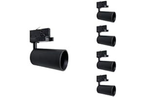 Spot LED sur rail 80° Triphasé NOIR pour ampoule GU10 (Pack de 5) - SILAMP