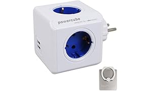 Allocacoc generatore portatile Dual porta USB 4 distributore Adattatore da viaggio con cover posteriore per Emu bare sicurezza presa, blu cobalto